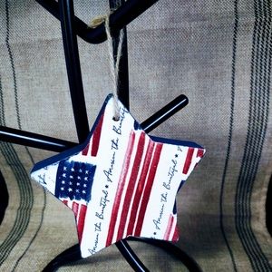 HANDCRAFTED PATRIOTIC ORNAMENT/TIERED TRAY DECOR/4TH OF JULY/AMERICANA DECOR